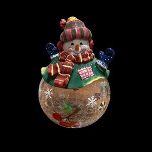 PARIS & BEEBEE SWEET TREATZ CRACKLE GLASS COOKIE/CANDY JAR, HAND PAINTED